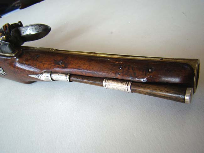 An historically important Revolutionary War period silver mounted brass barreled pistol owned by Capt. S. Baggot of the 17th Regiment Light Dragoons. — image 7